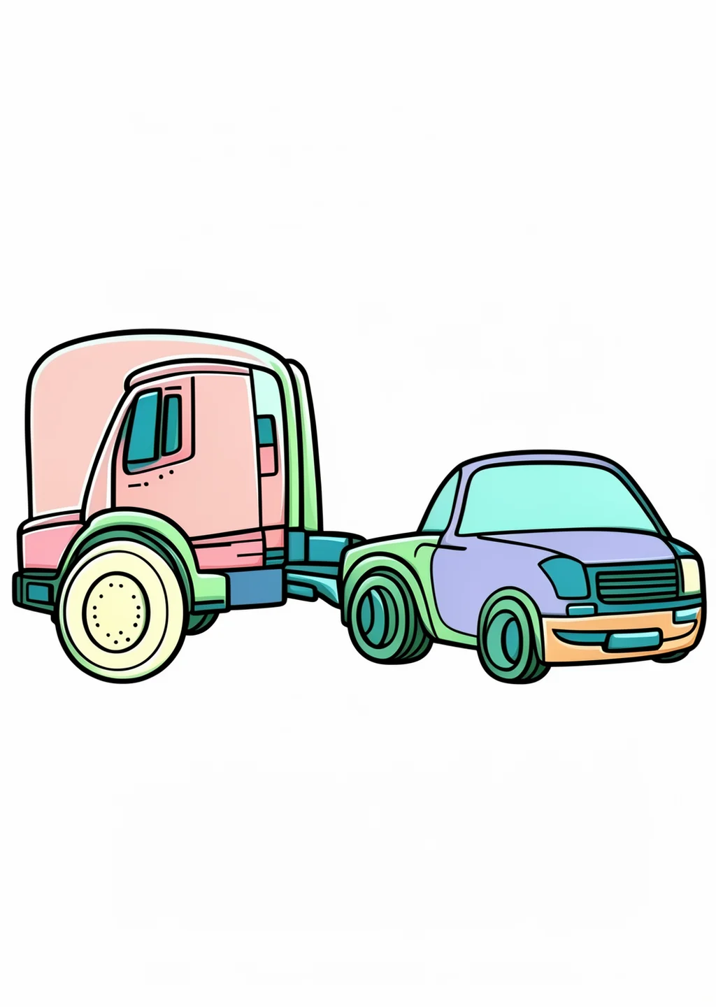 Abschleppwagen Ausmalbild – farbiges Beispiel
