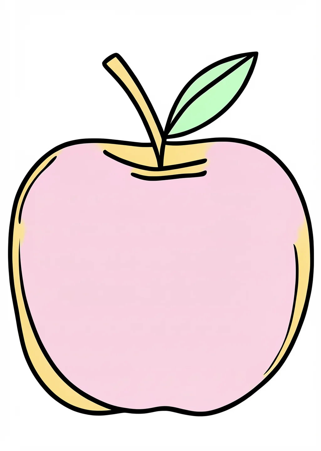 Apfel mit Blatt Ausmalbild – farbiges Beispiel