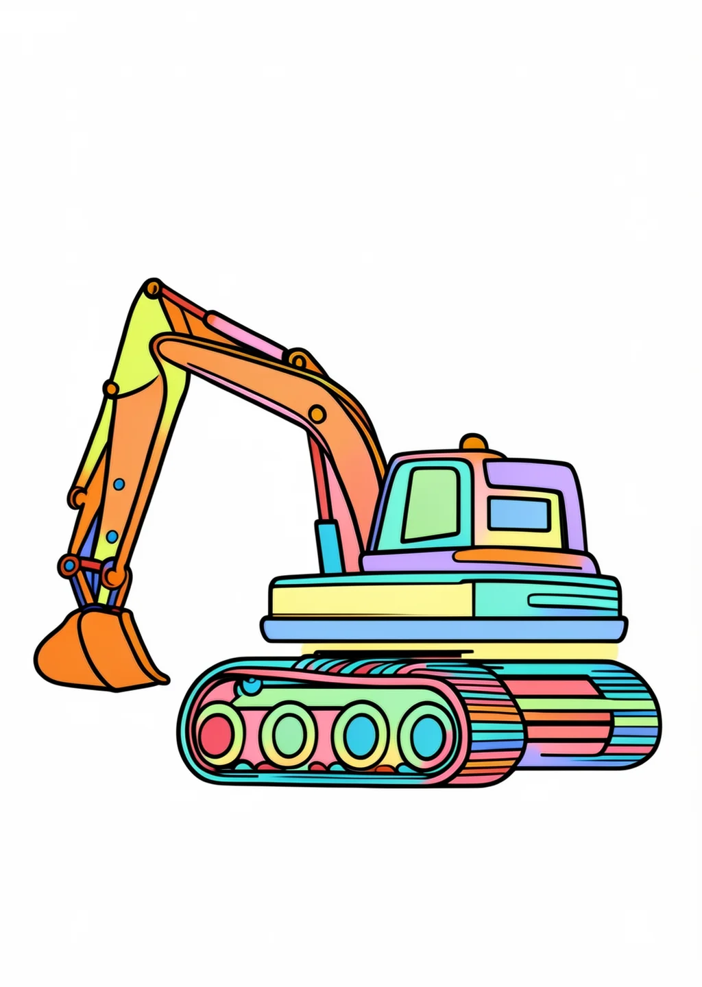 Bagger Ausmalbild – farbiges Beispiel