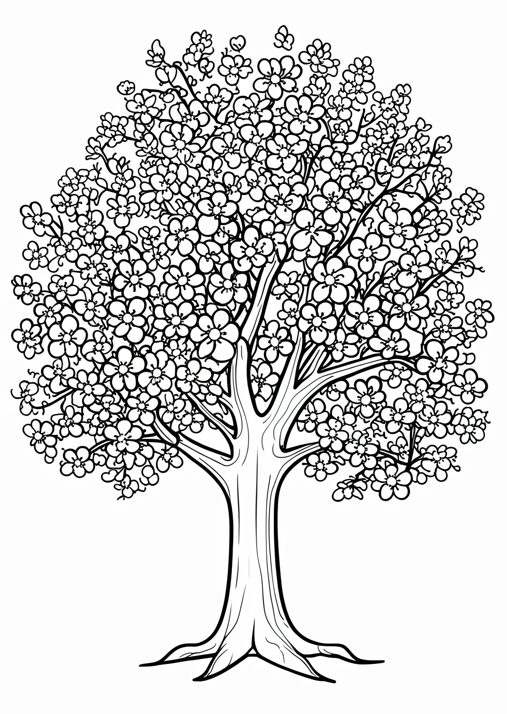 Baum im Frühling Ausmalbild