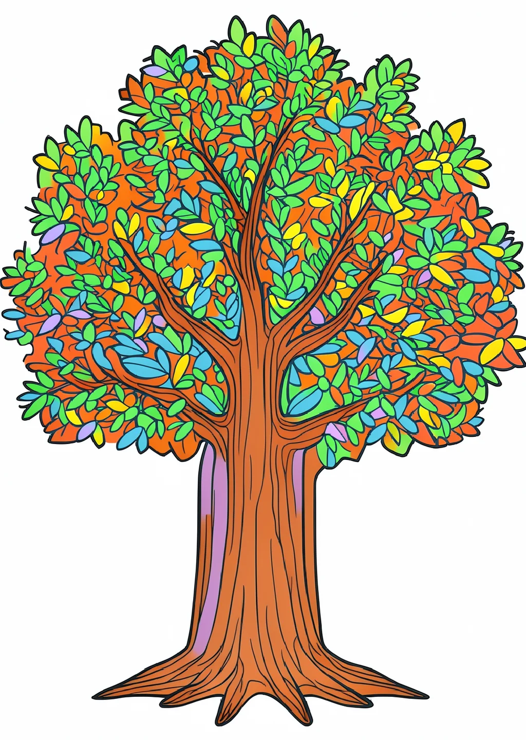 Baum Ausmalbild – farbiges Beispiel