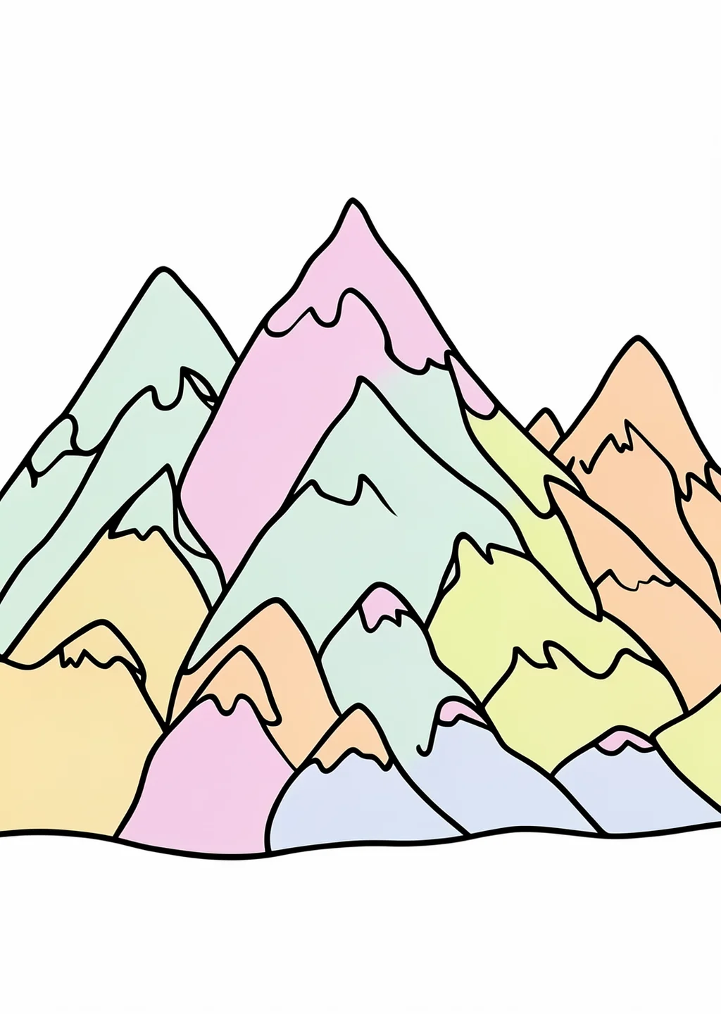 Berge Ausmalbild – farbiges Beispiel