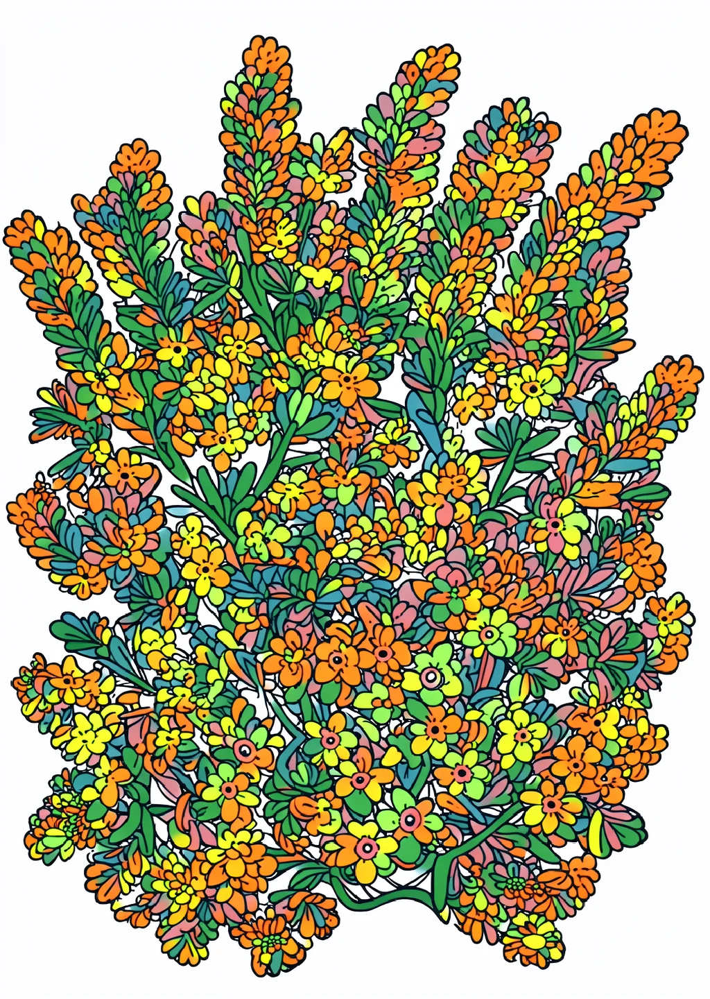 Lavendel Ausmalbild – farbiges Beispiel