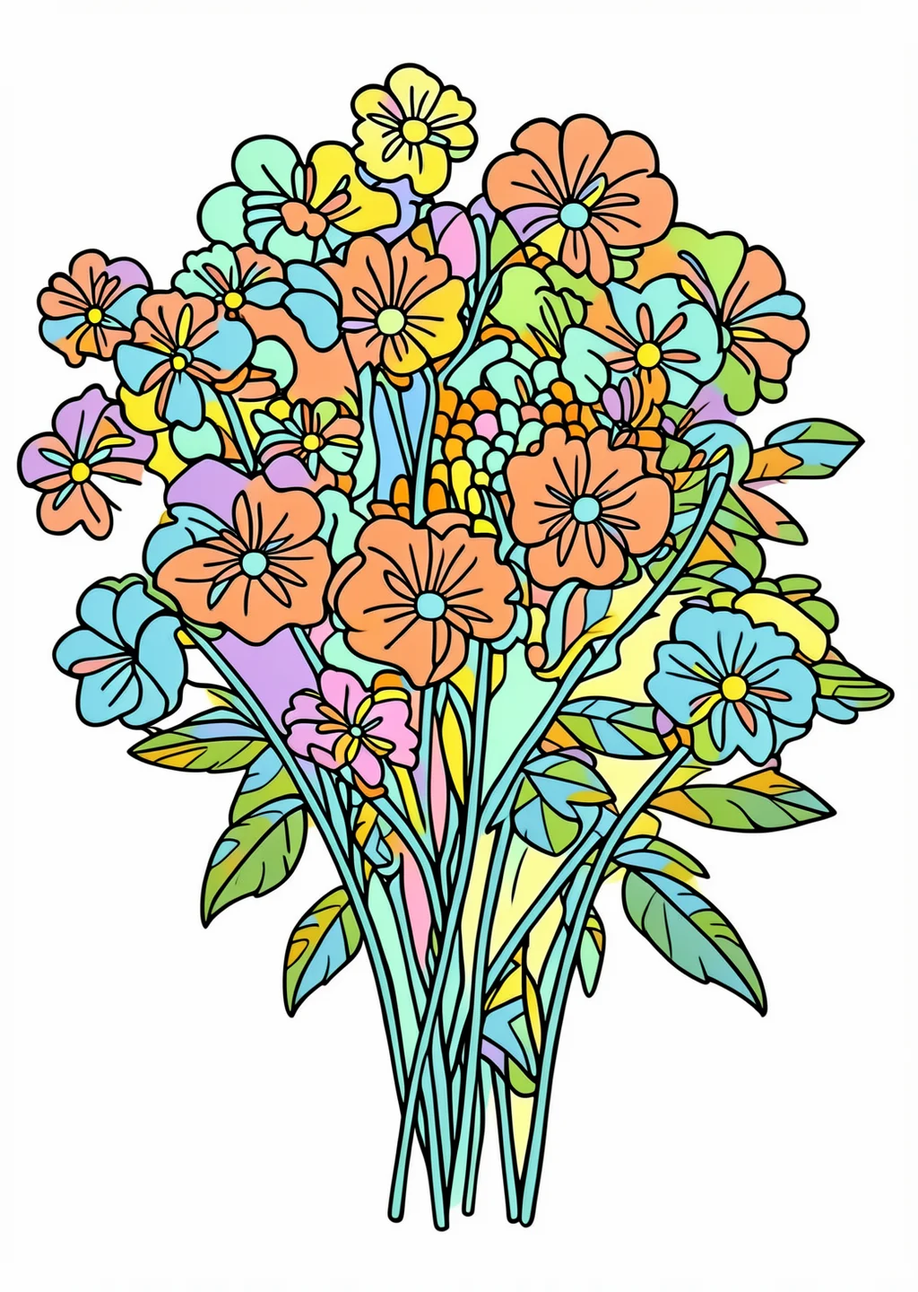 Blumen Ausmalbild – farbiges Beispiel