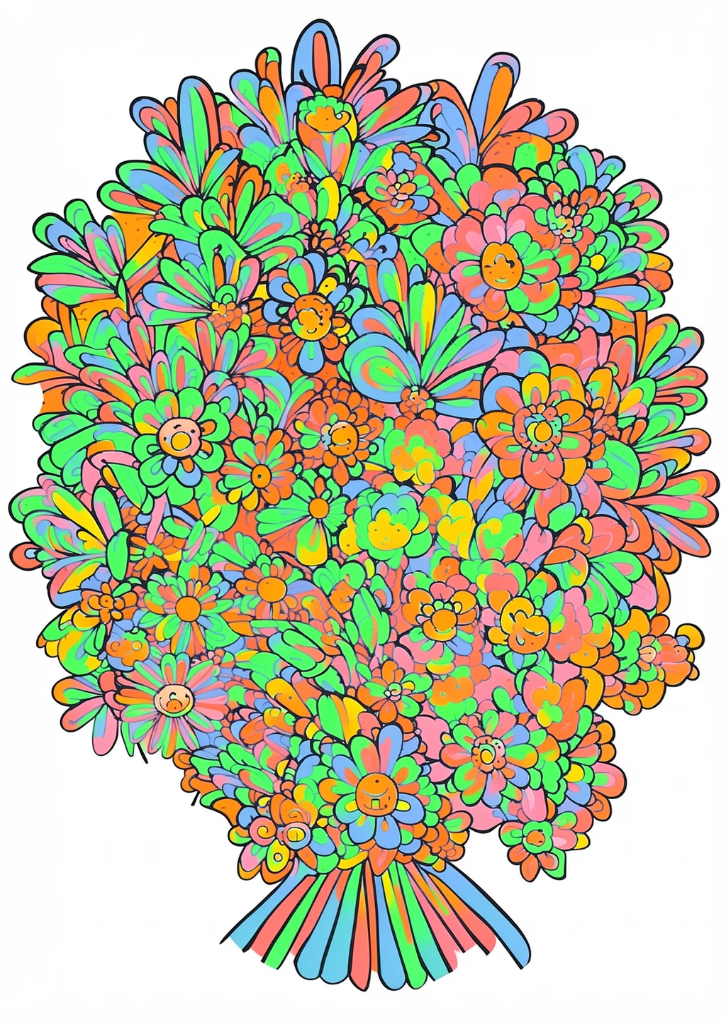 Blumenstrauß Ausmalbild – farbiges Beispiel