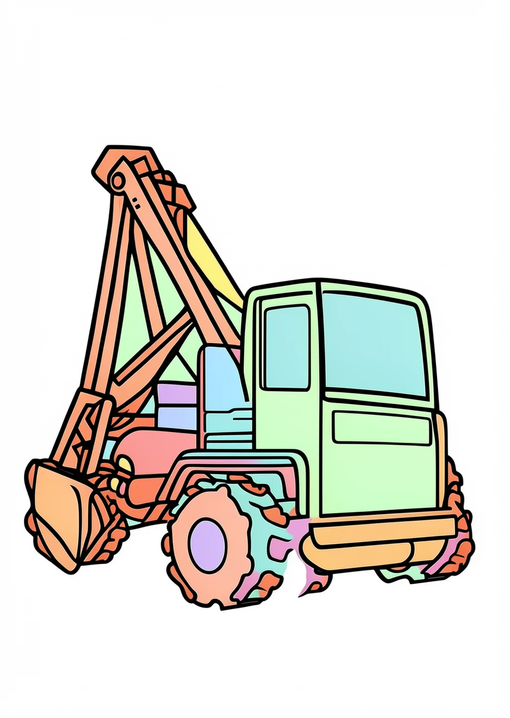 Bohrwagen Ausmalbild – farbiges Beispiel