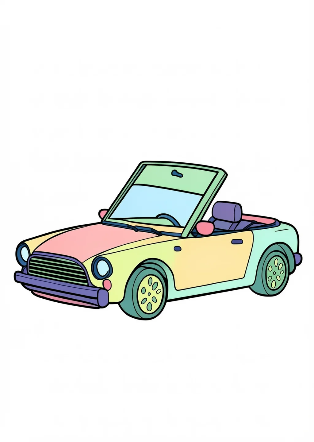 Cabrio Ausmalbild – farbiges Beispiel
