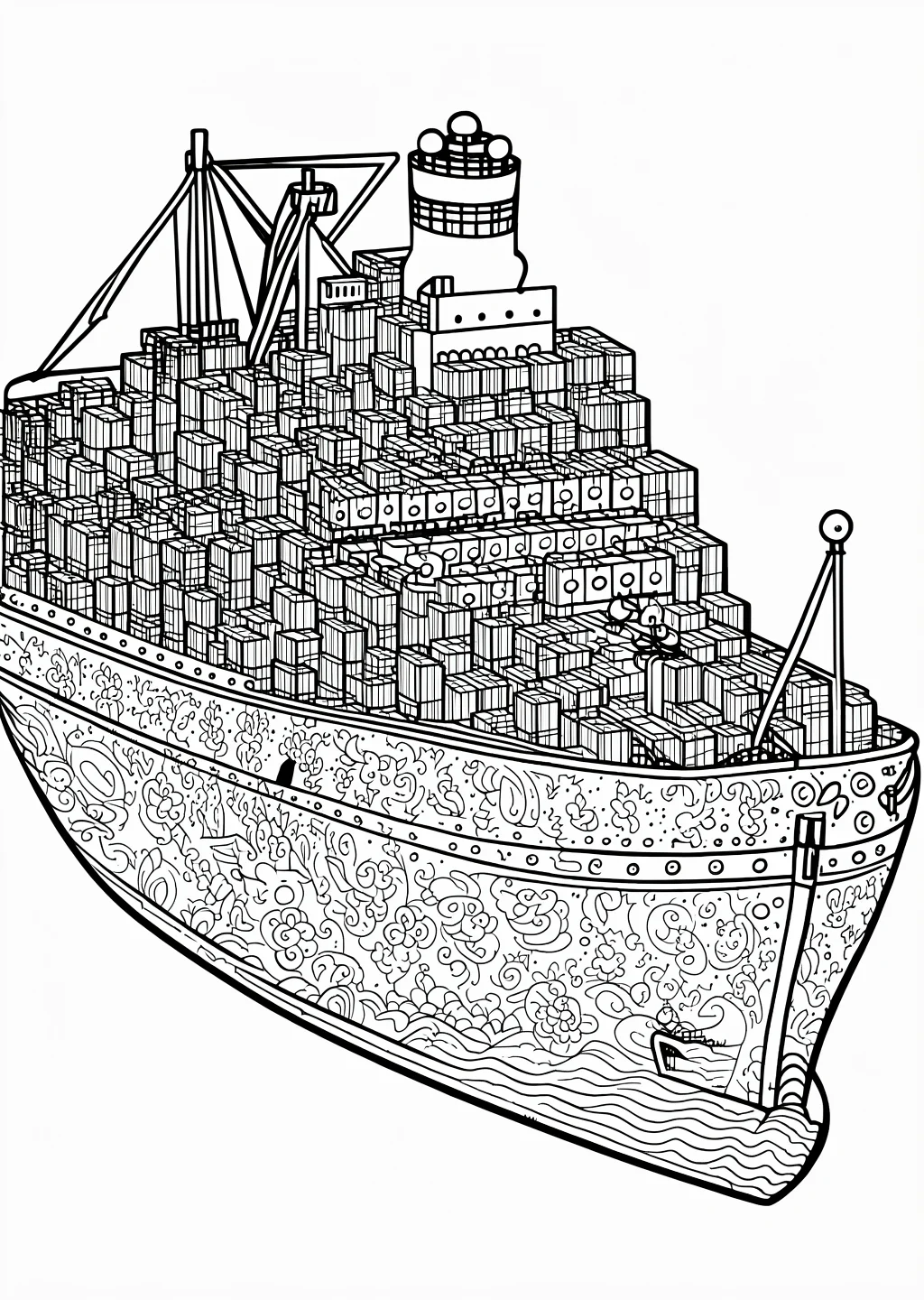 Containerschiff Ausmalbild – Ausmalbild Vorlage