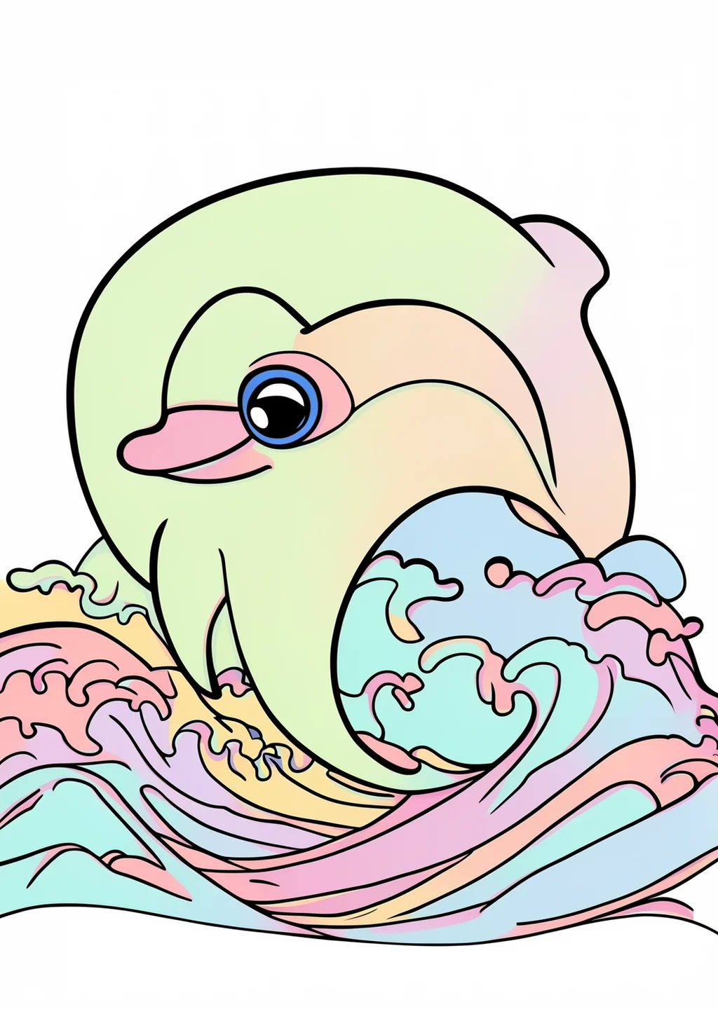 Delfin Ausmalbild – farbiges Beispiel