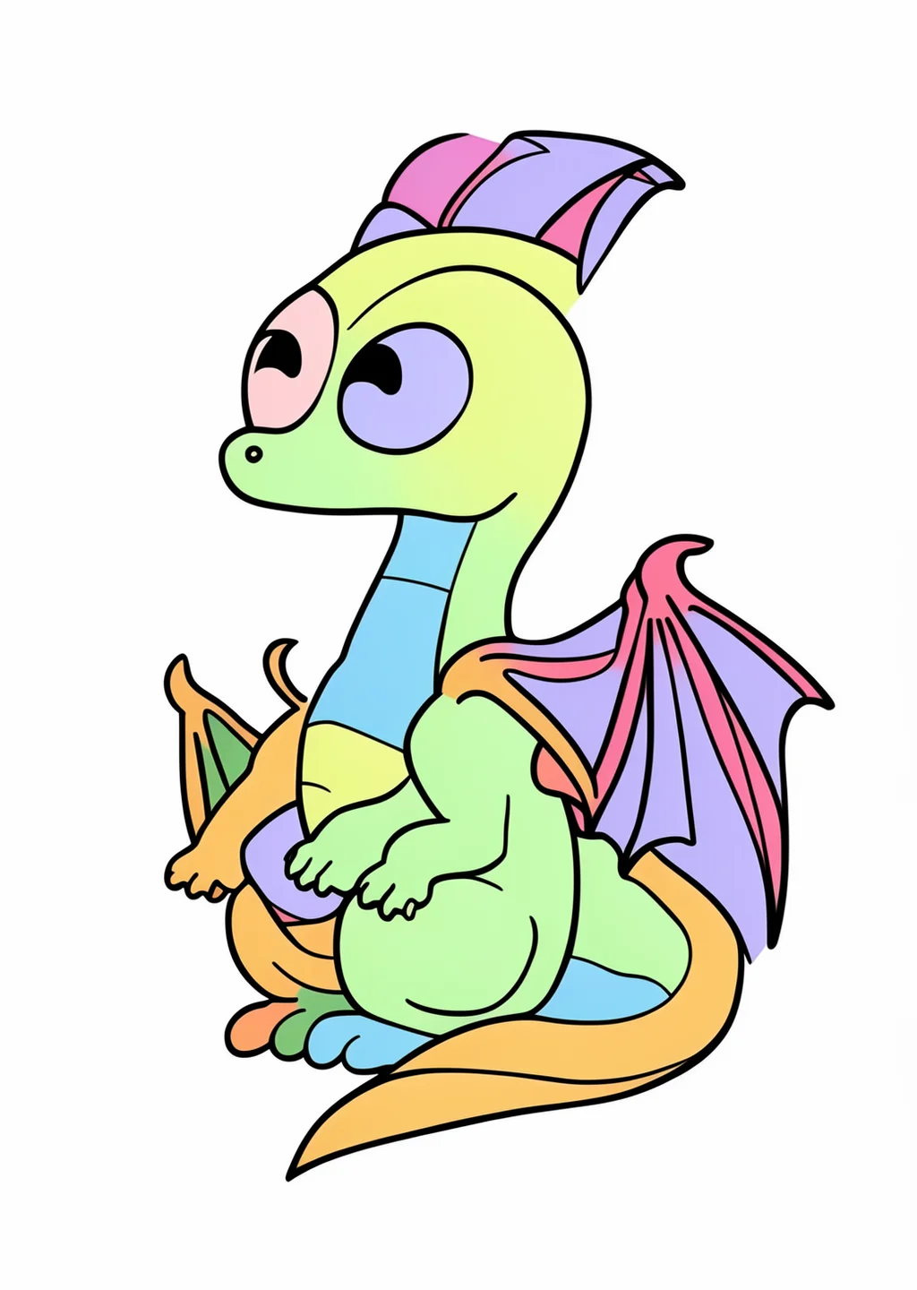 Baby-Drache Ausmalbild – farbiges Beispiel