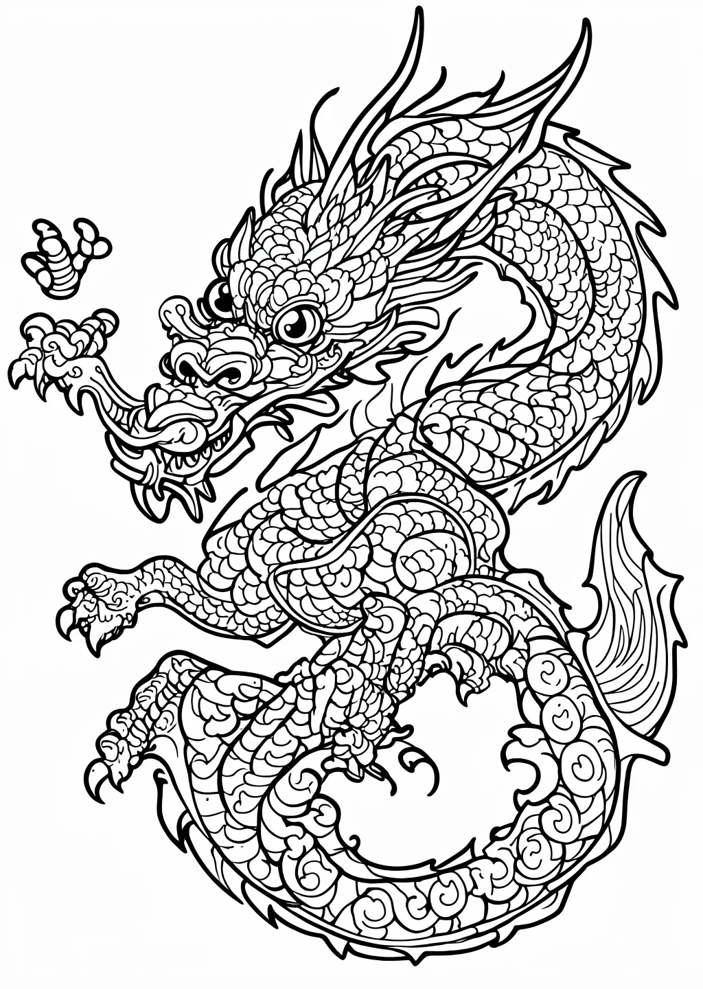 Chinesischer Drache Ausmalbild