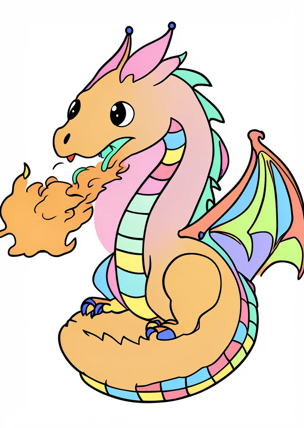 Feuerdrache Ausmalbild – farbiges Beispiel