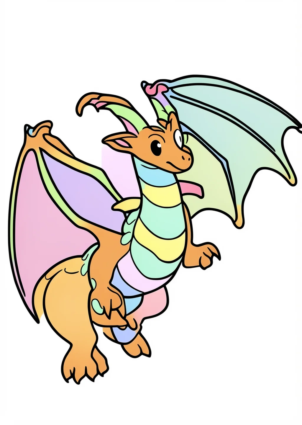 Fliegender Drache Ausmalbild – farbiges Beispiel