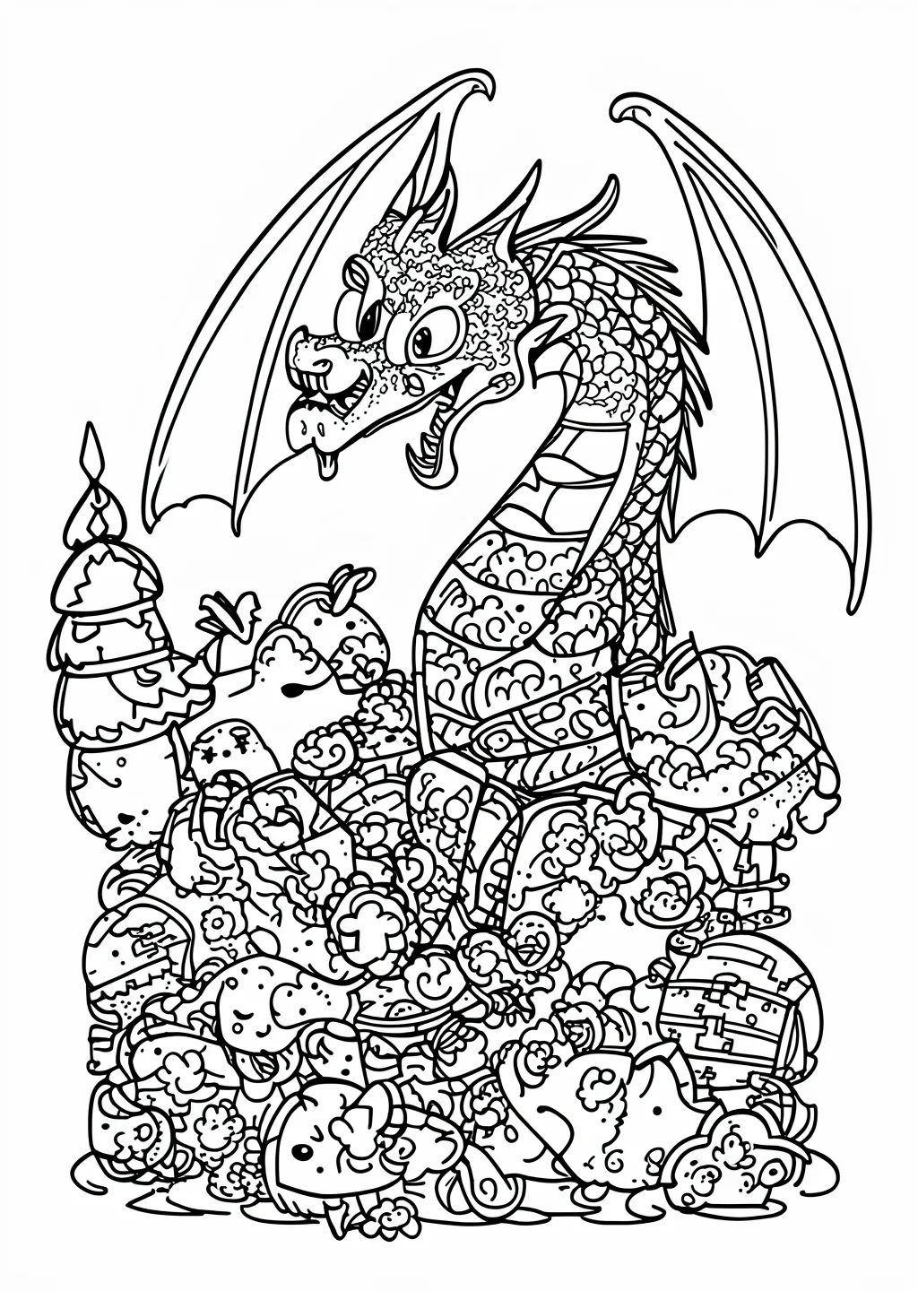 Drache mit Schatz Ausmalbild – Ausmalbild Vorlage