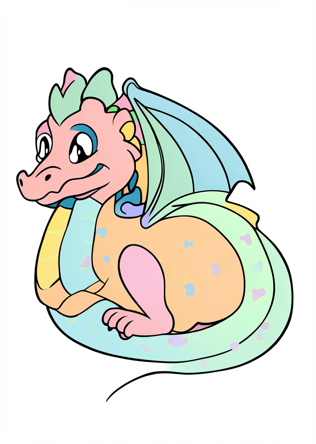Schlafender Drache Ausmalbild – farbiges Beispiel