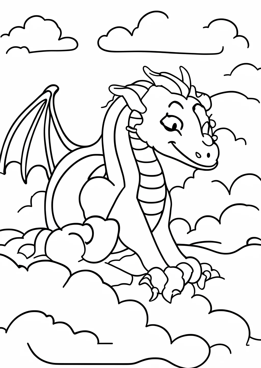 Drache in den Wolken Ausmalbild – Ausmalbild Vorlage