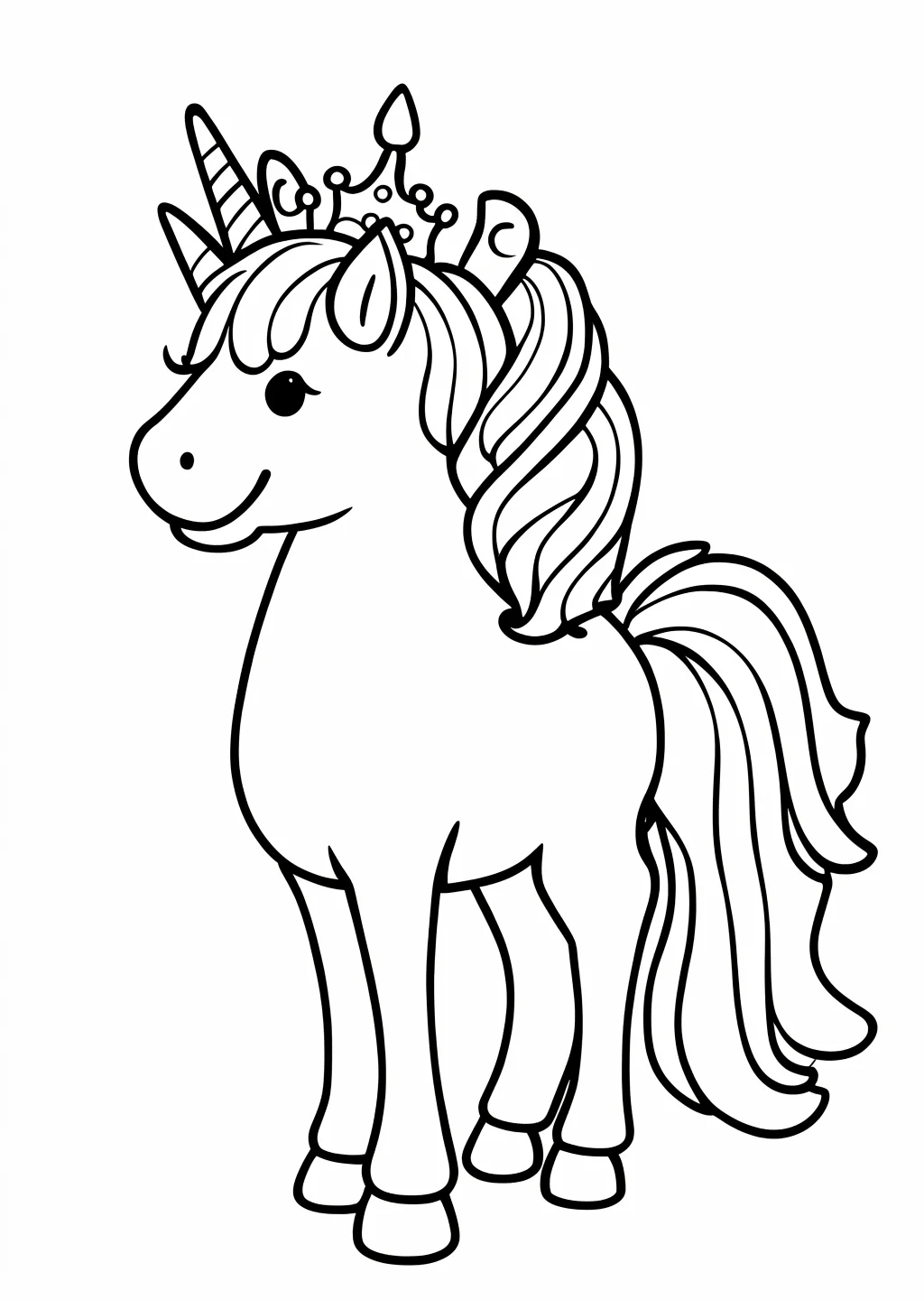 Einhorn mit Krone Ausmalbild