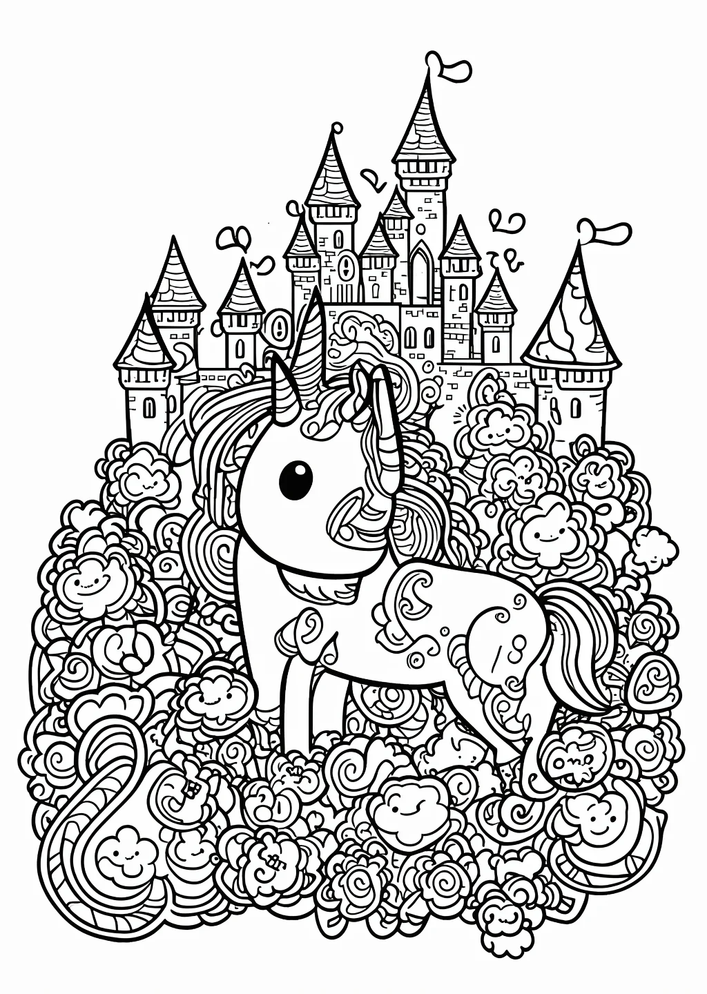 Einhorn am Schloss Ausmalbild – Ausmalbild Vorlage