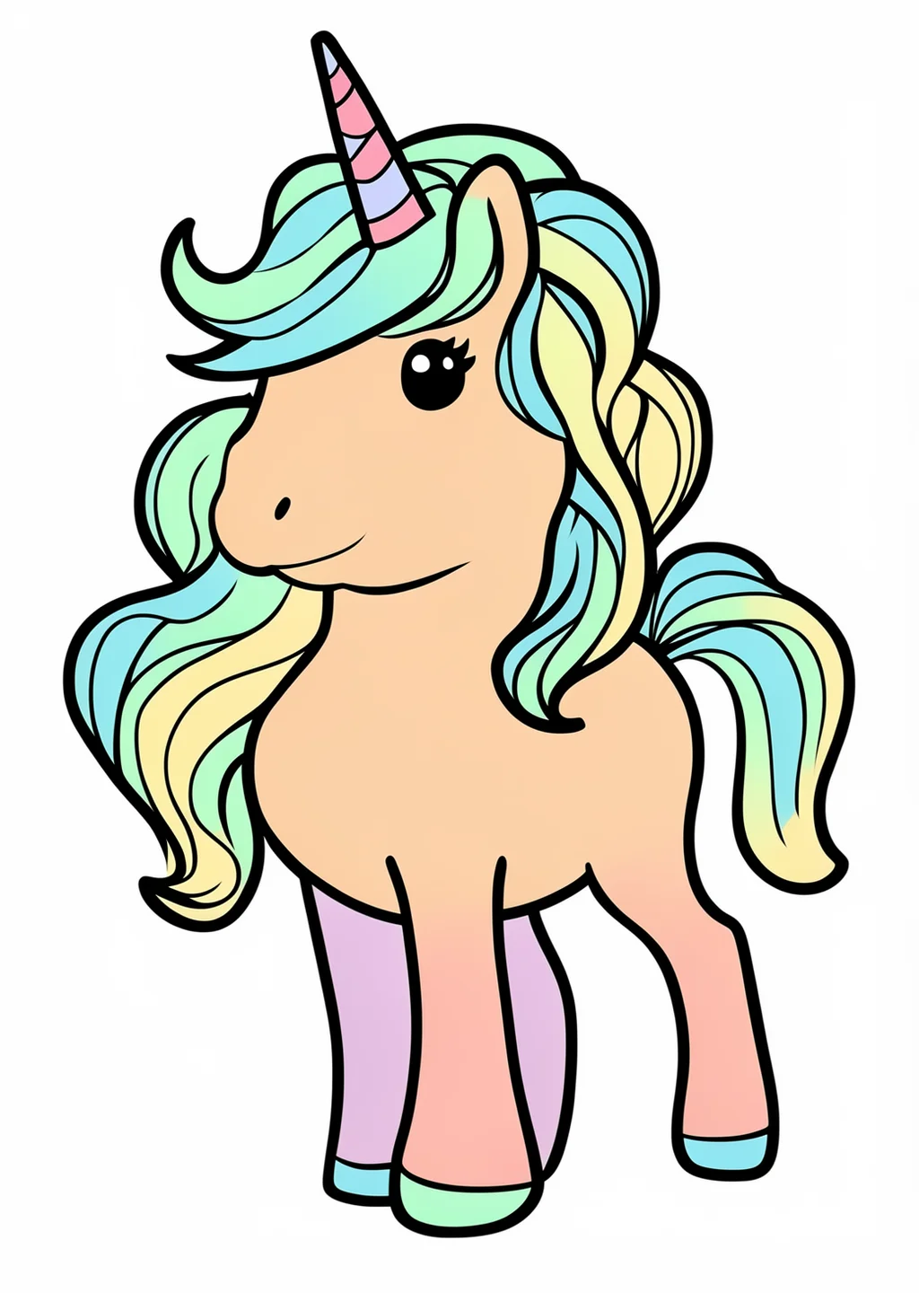 Einhorn Ausmalbild – farbiges Beispiel