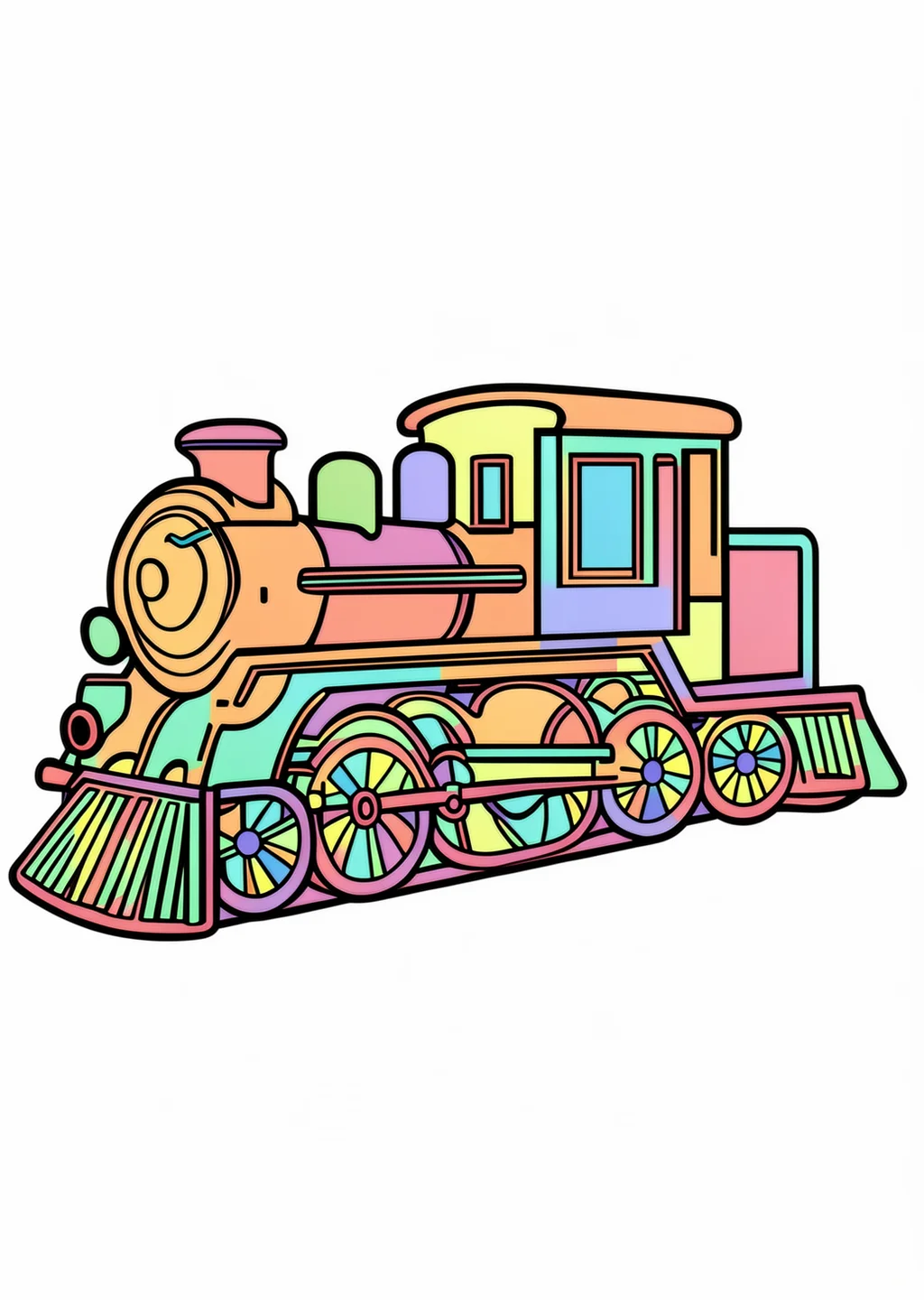 Eisenbahn Ausmalbild – farbiges Beispiel