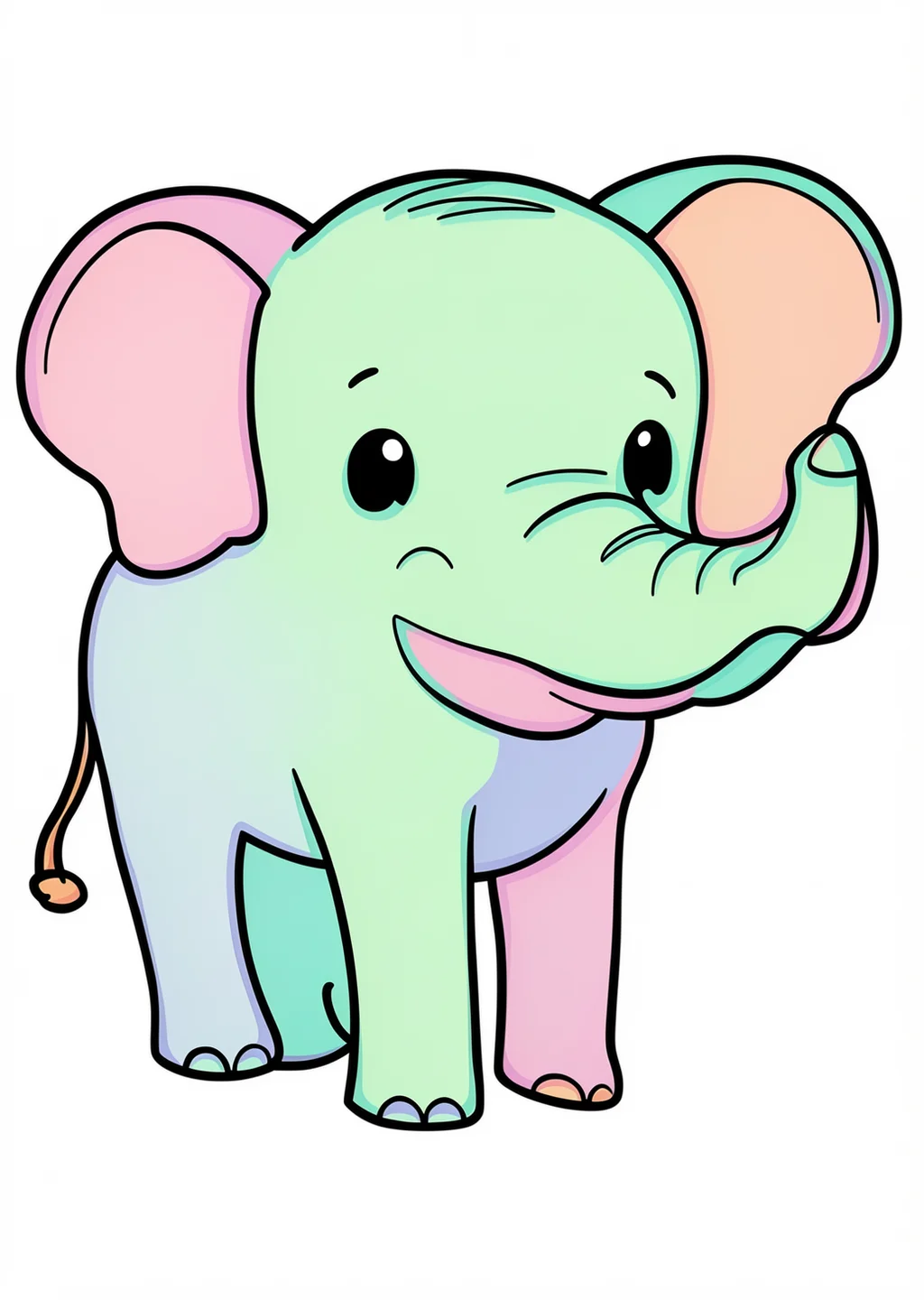 Elefant Ausmalbild – farbiges Beispiel