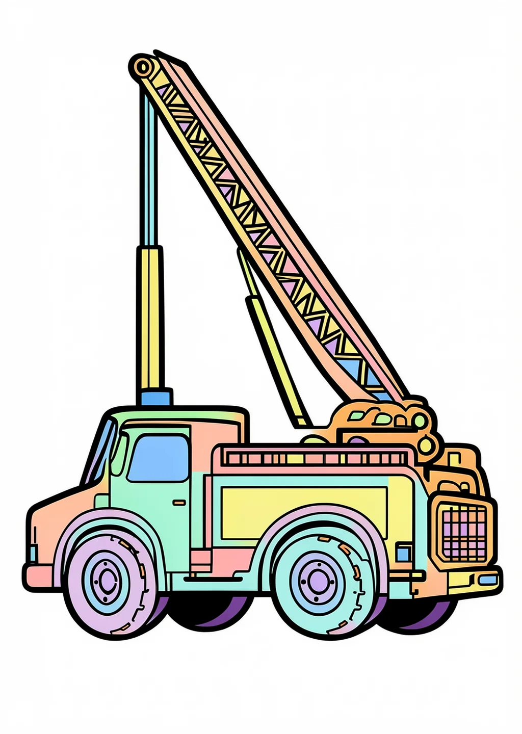 Feuerwehr-Leiterwagen Ausmalbild – farbiges Beispiel