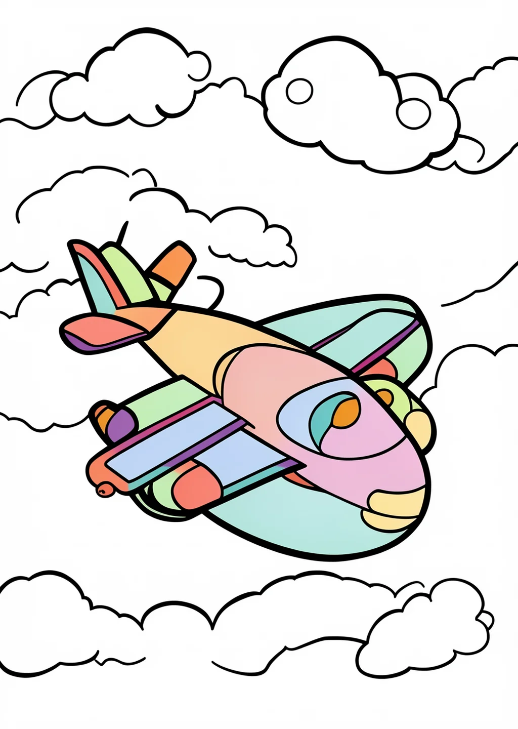 Flugzeug Ausmalbild – farbiges Beispiel
