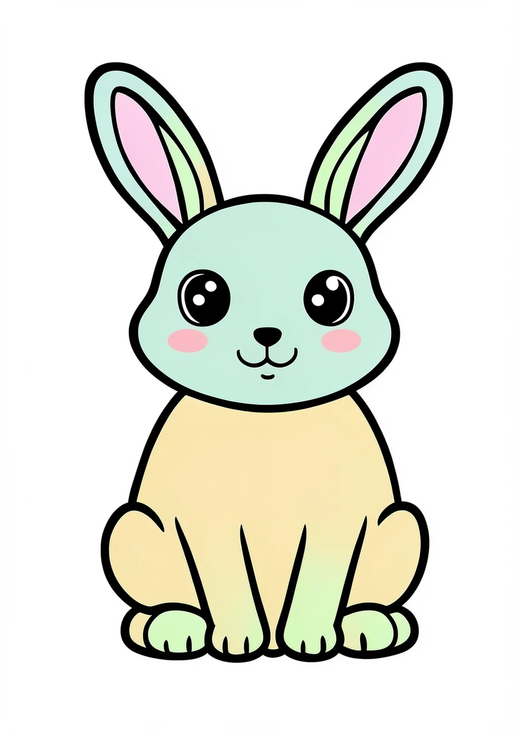 Hase Ausmalbild – farbiges Beispiel