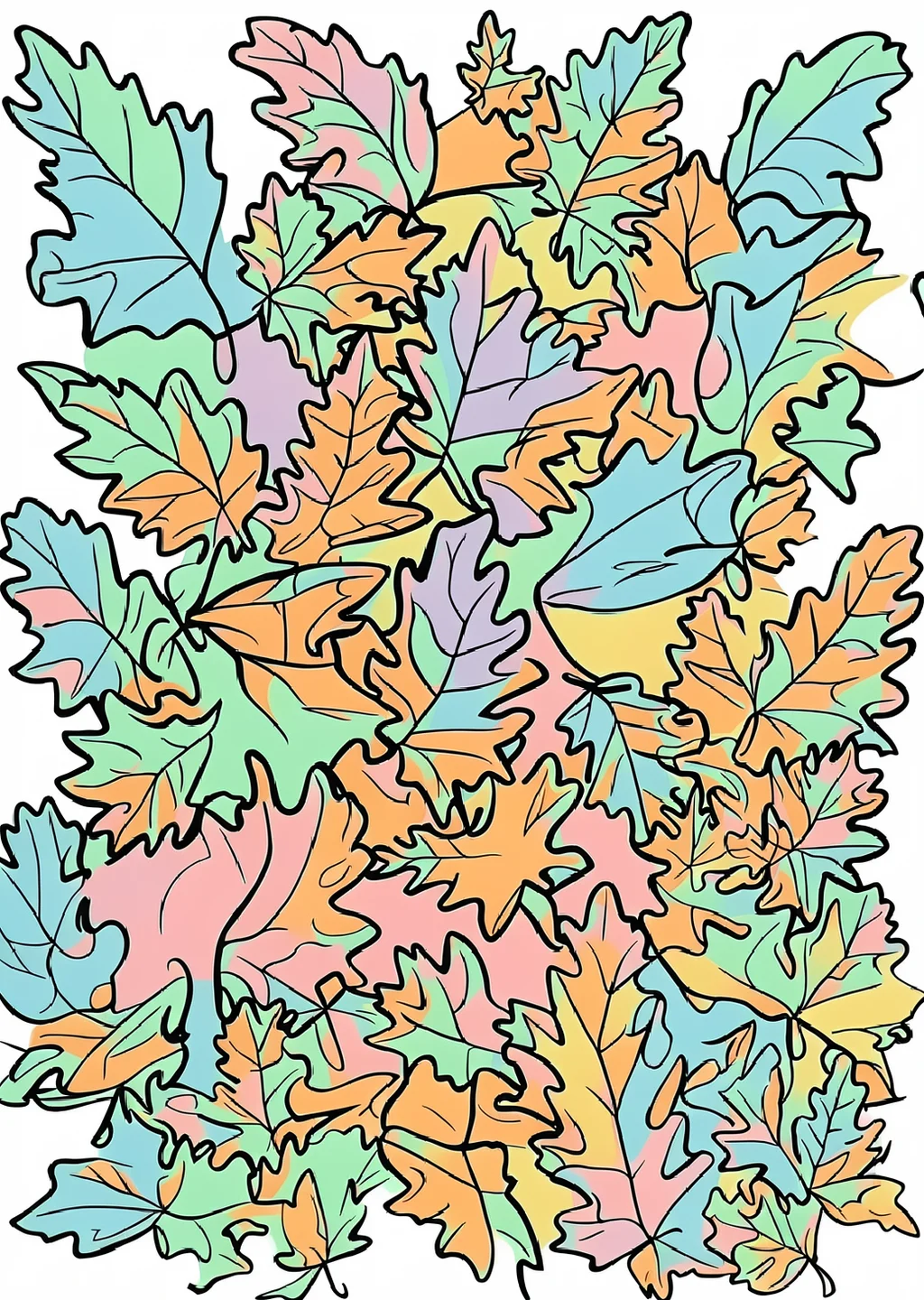 Herbstblätter Ausmalbild – farbiges Beispiel