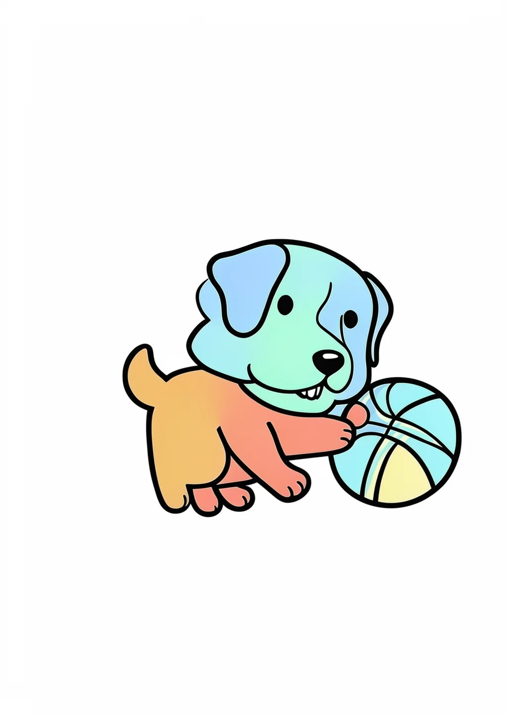 Spielender Hund Ausmalbild – farbiges Beispiel