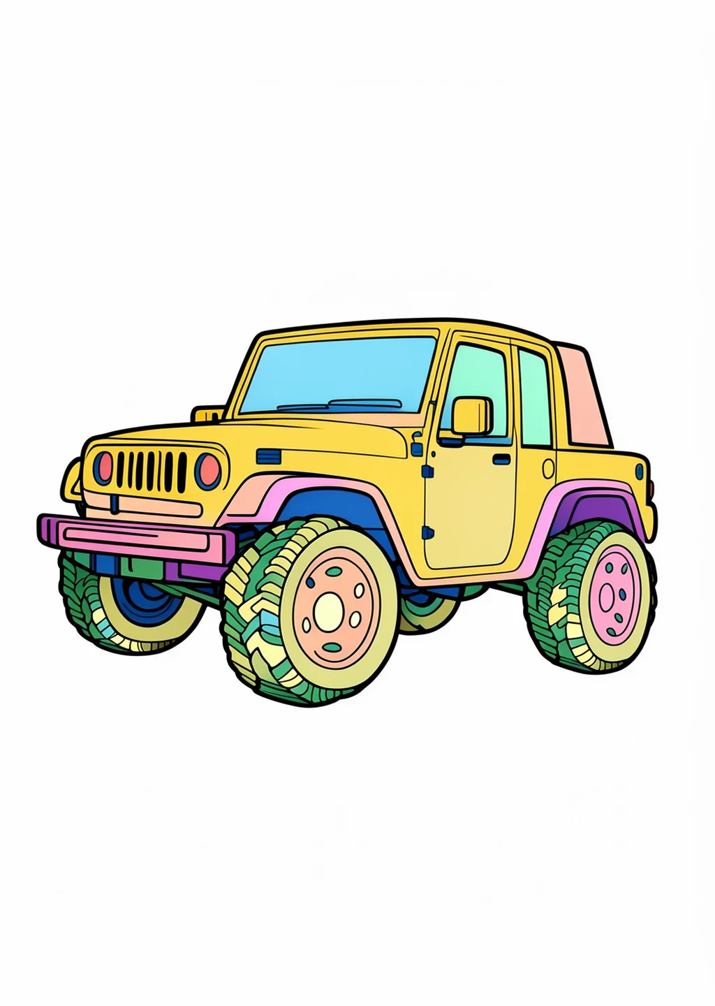 Jeep Ausmalbild – farbiges Beispiel