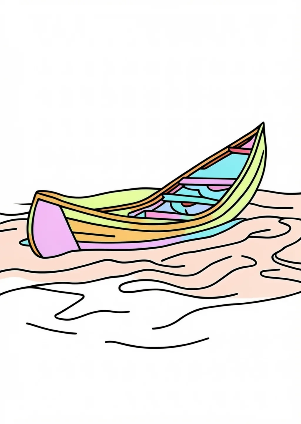 Kanu Ausmalbild – farbiges Beispiel