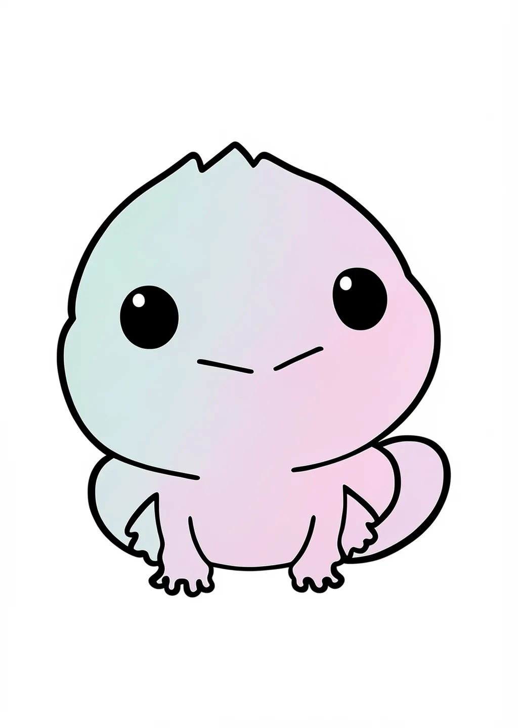 Kawaii Axolotl Ausmalbild – farbiges Beispiel