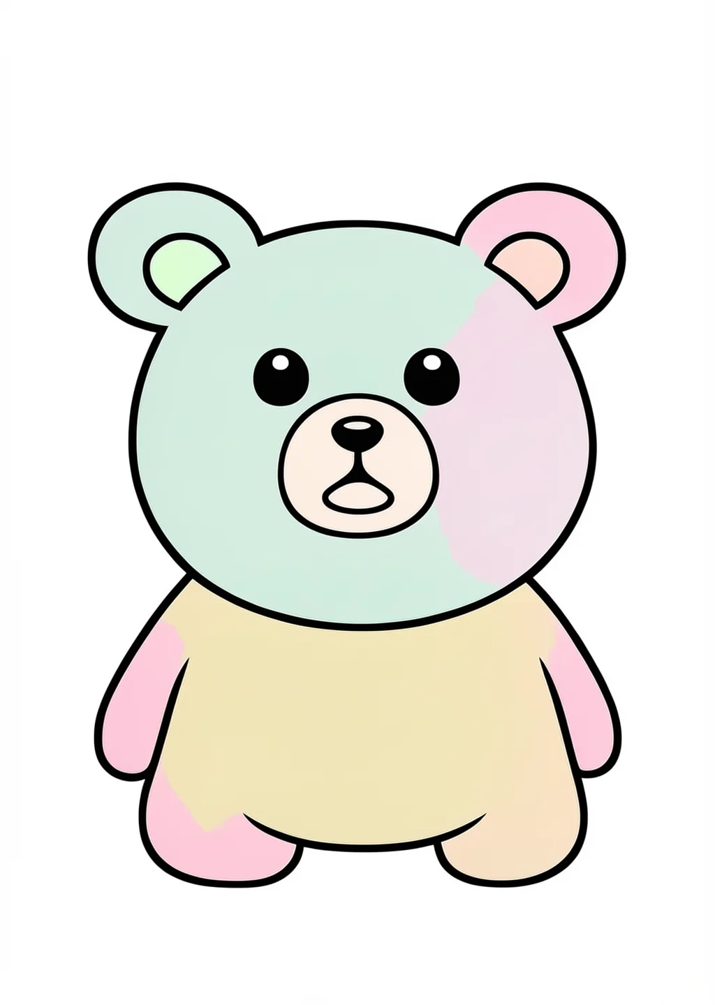 Kawaii Bär Ausmalbild – farbiges Beispiel
