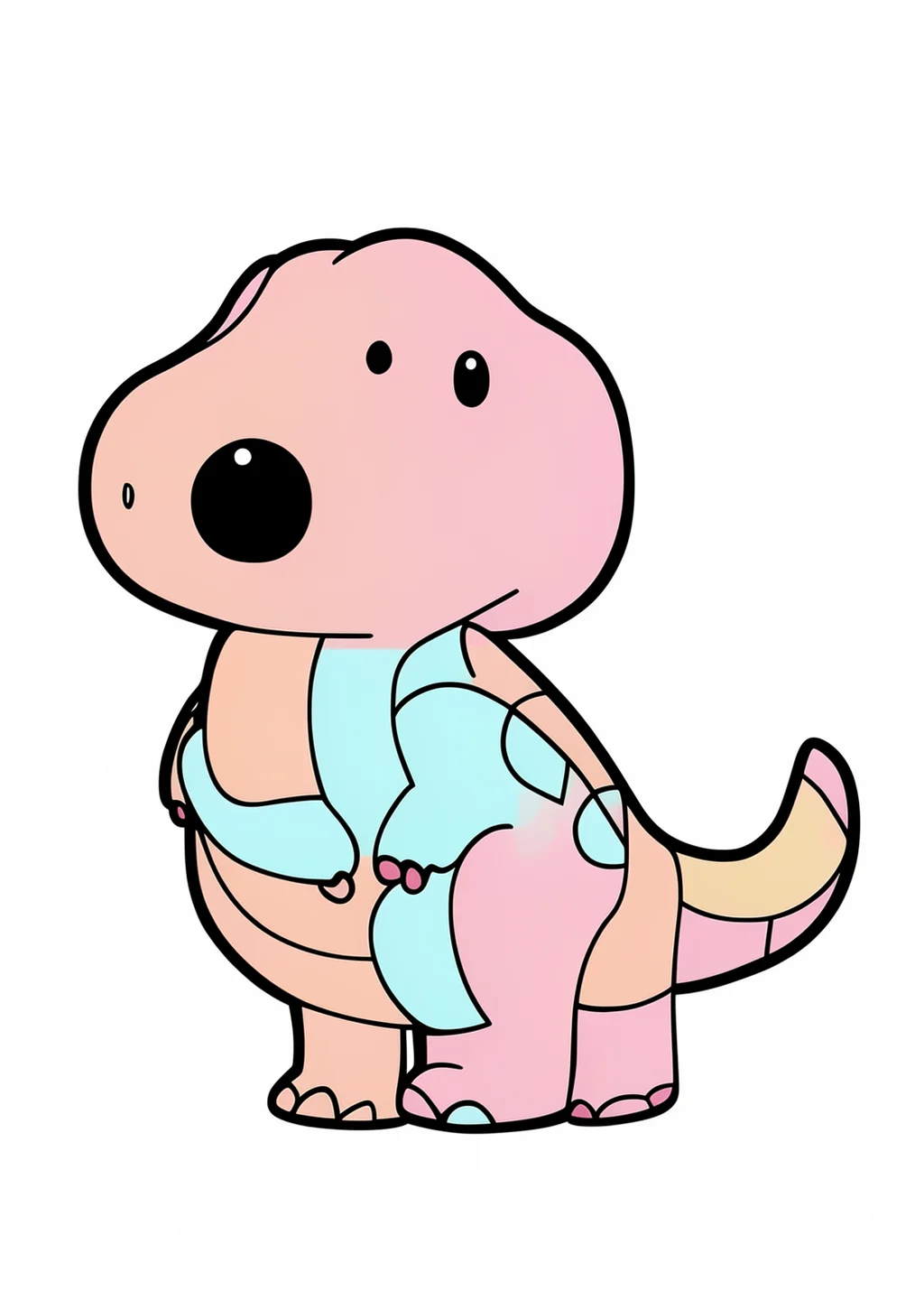 Kawaii Dino Ausmalbild – farbiges Beispiel