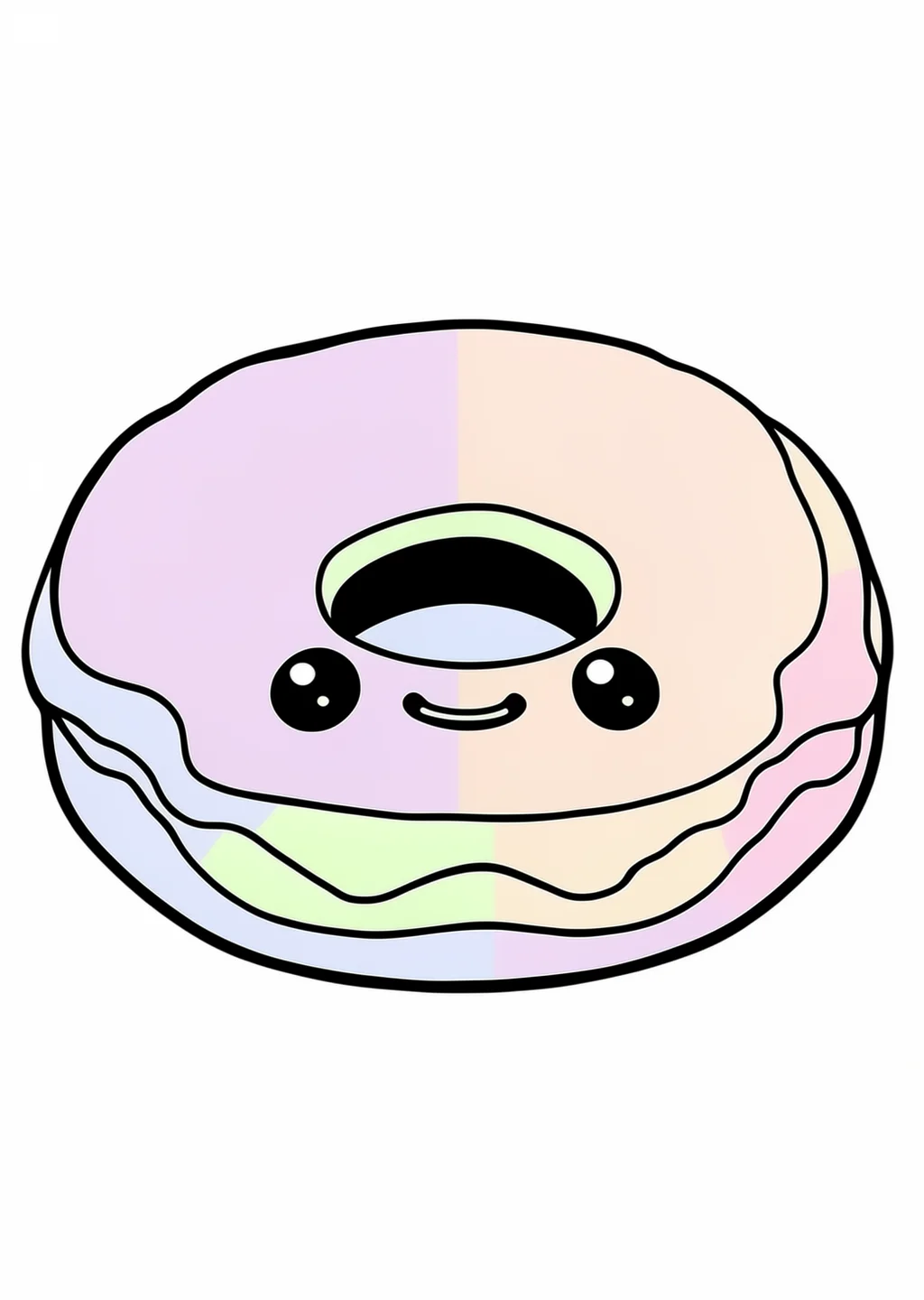Kawaii Donut Ausmalbild – farbiges Beispiel
