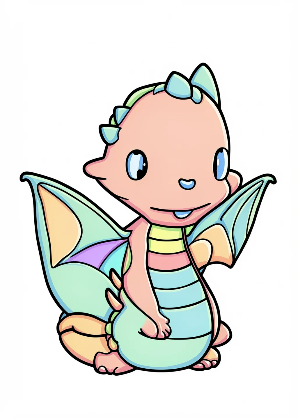 Kawaii Drache Ausmalbild – farbiges Beispiel