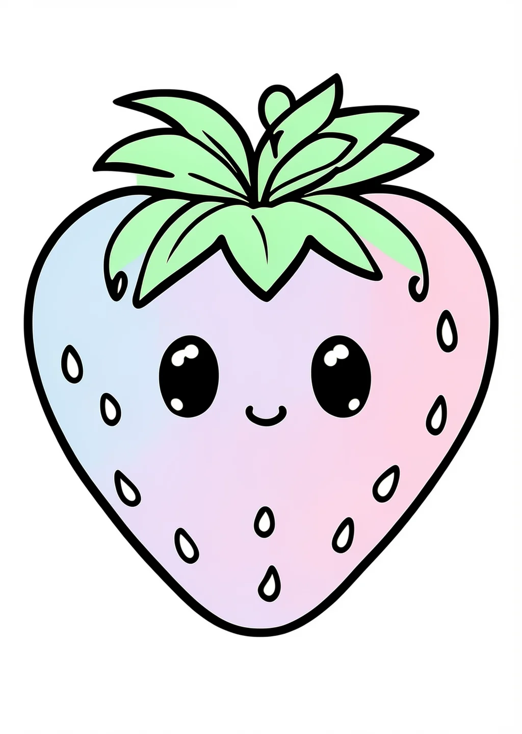 Kawaii Erdbeere Ausmalbild – farbiges Beispiel
