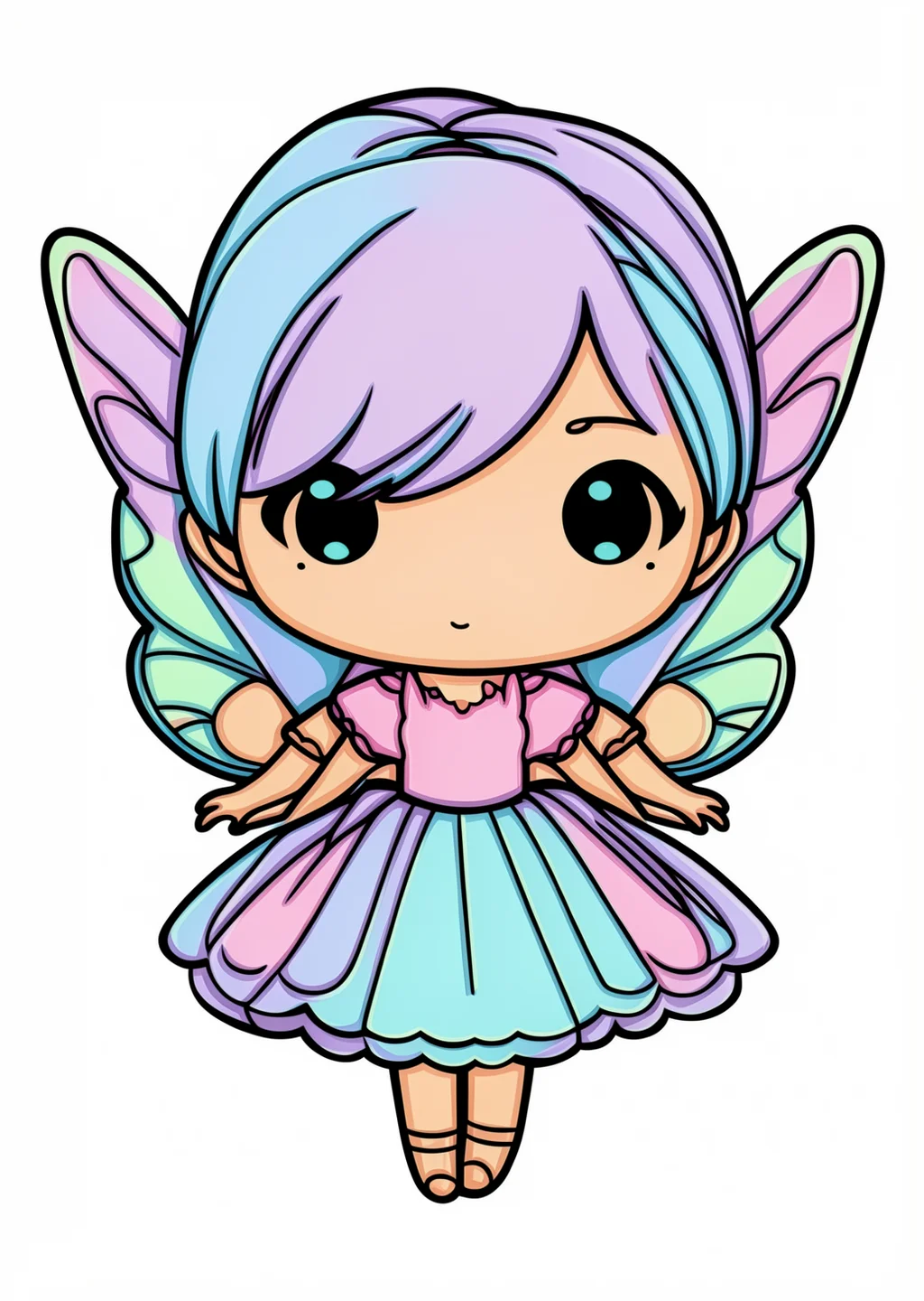 Kawaii Fee Ausmalbild – farbiges Beispiel