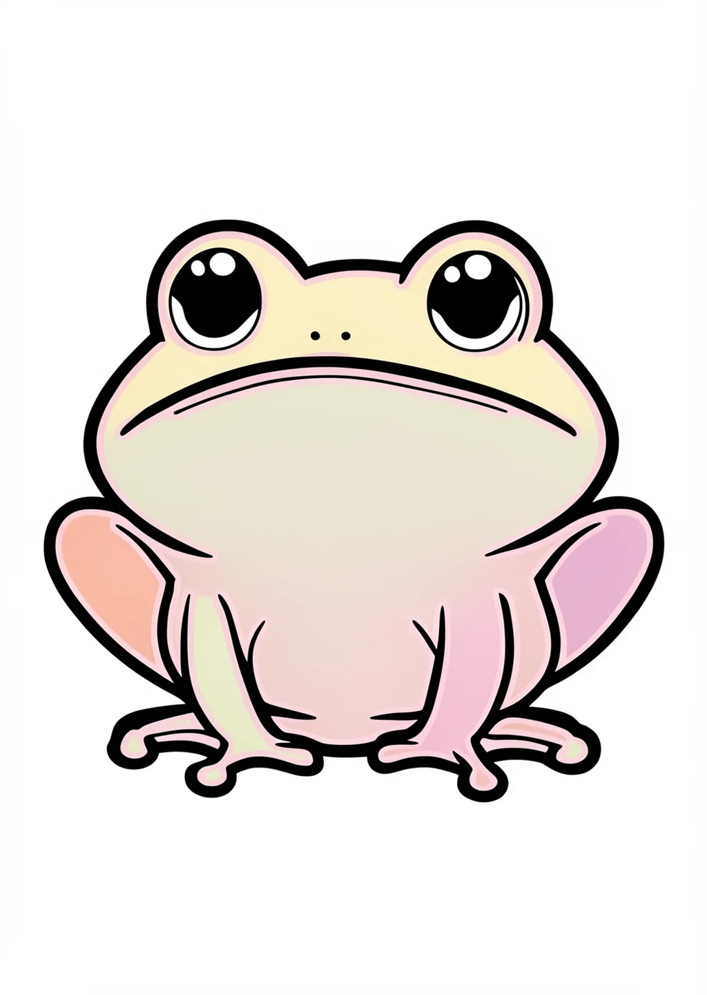 Kawaii Frosch Ausmalbild – farbiges Beispiel