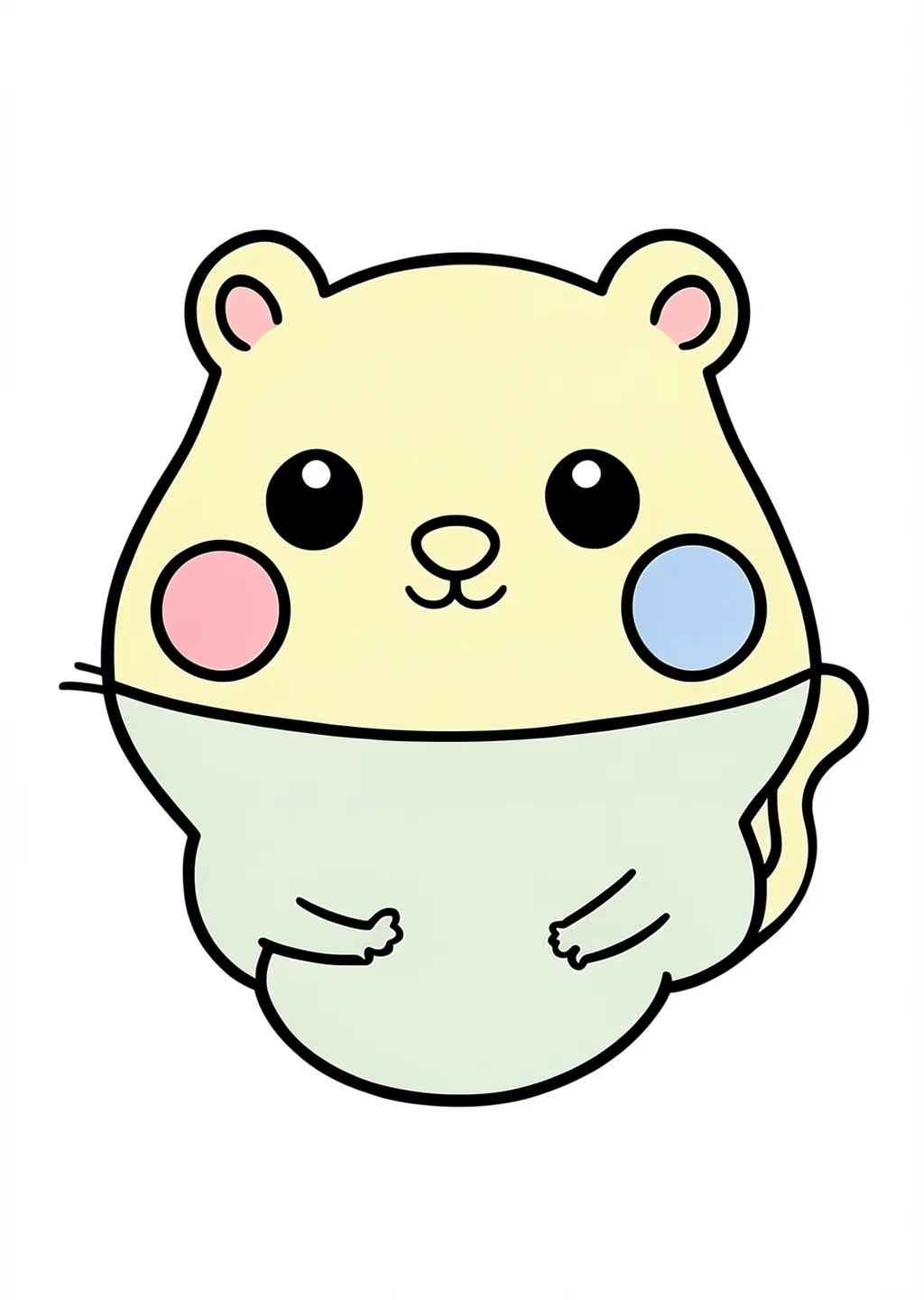 Kawaii Hamster Ausmalbild – farbiges Beispiel