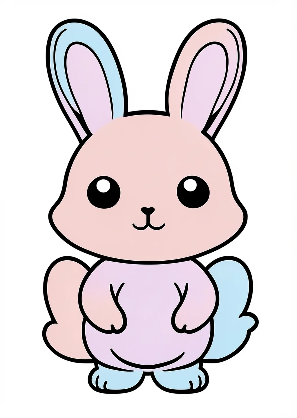 Kawaii Hase Ausmalbild – farbiges Beispiel