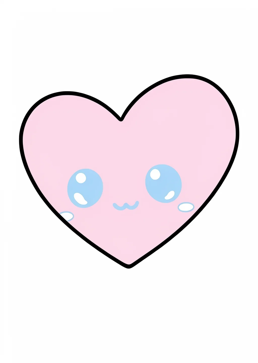Kawaii Herz Ausmalbild – farbiges Beispiel