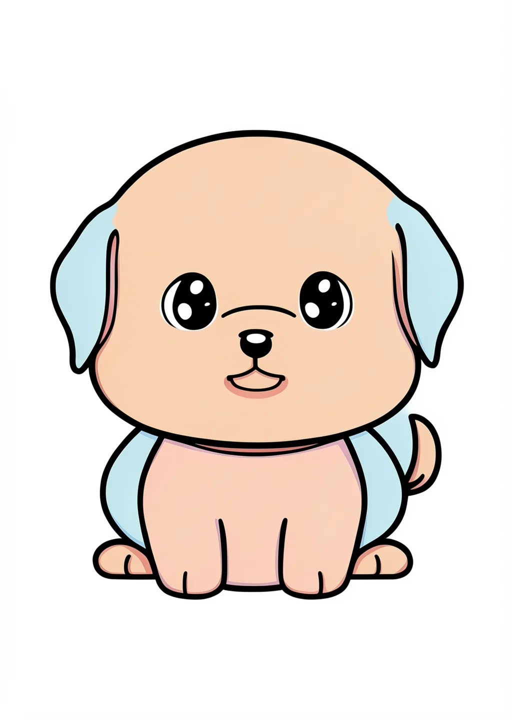 Kawaii Welpe Ausmalbild – farbiges Beispiel