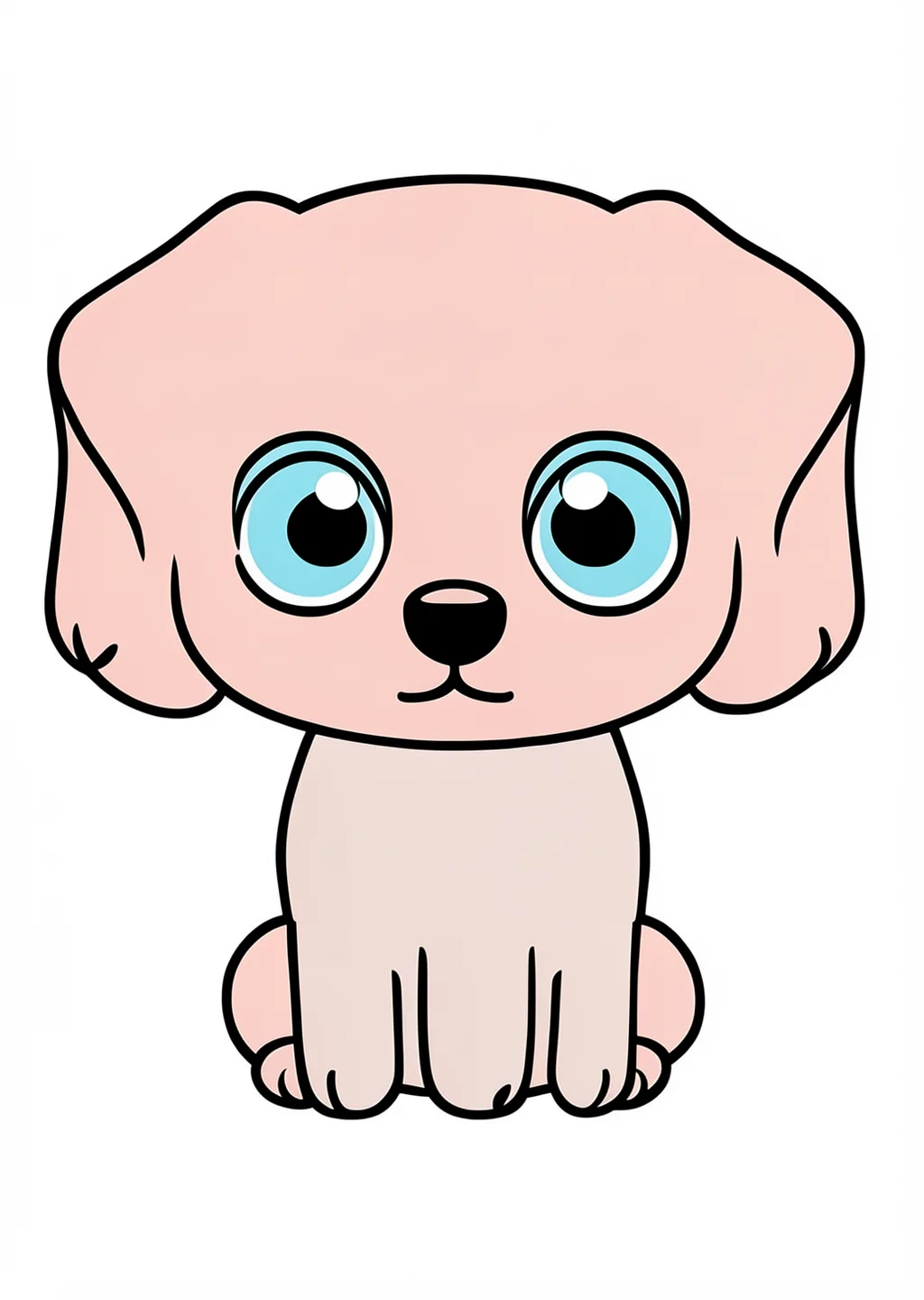 Kawaii Hund Ausmalbild – farbiges Beispiel