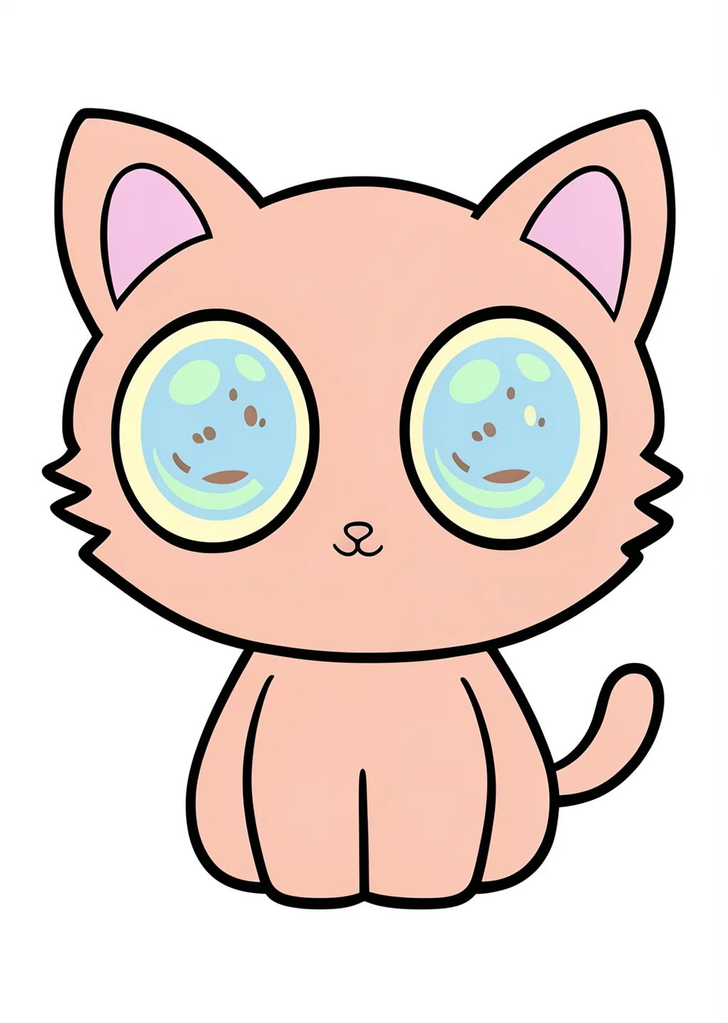 Kawaii Katze Ausmalbild – farbiges Beispiel