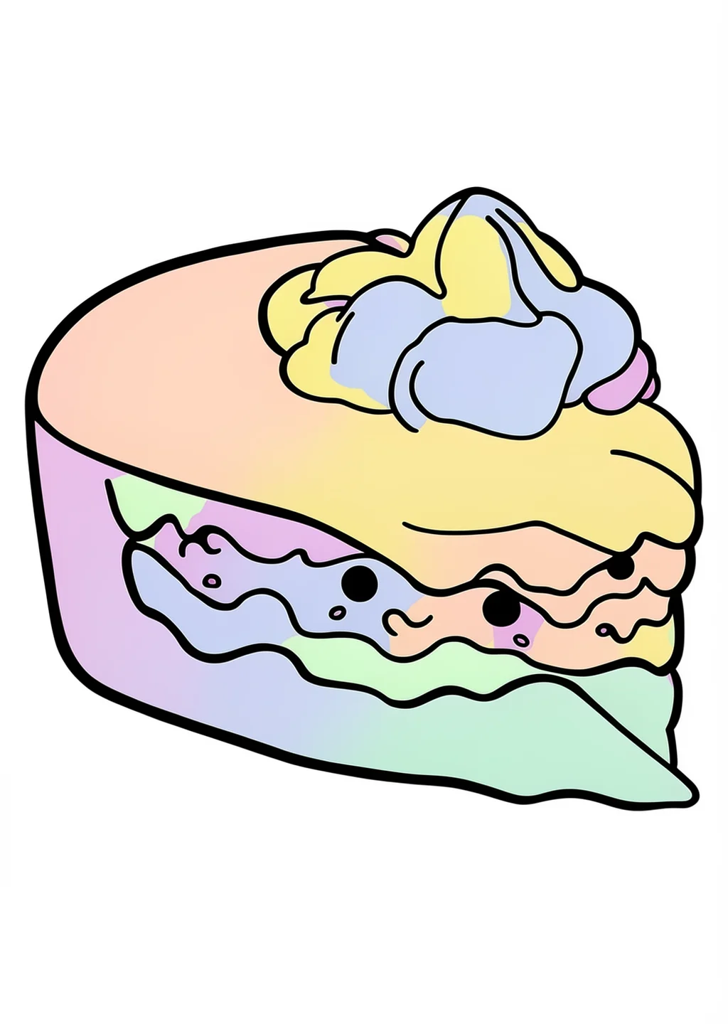 Kawaii Kuchen Ausmalbild – farbiges Beispiel