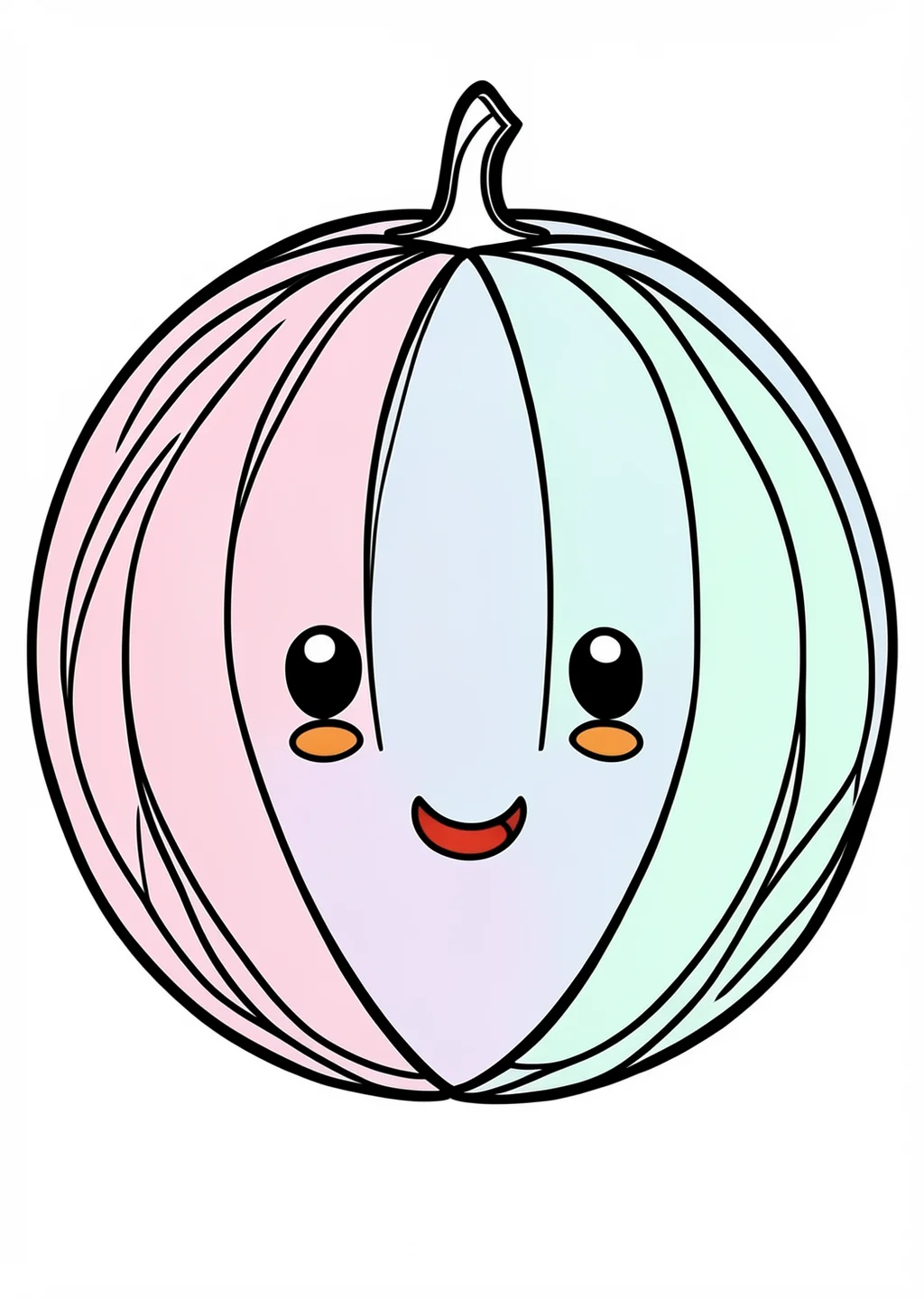 Kawaii Melone Ausmalbild – farbiges Beispiel