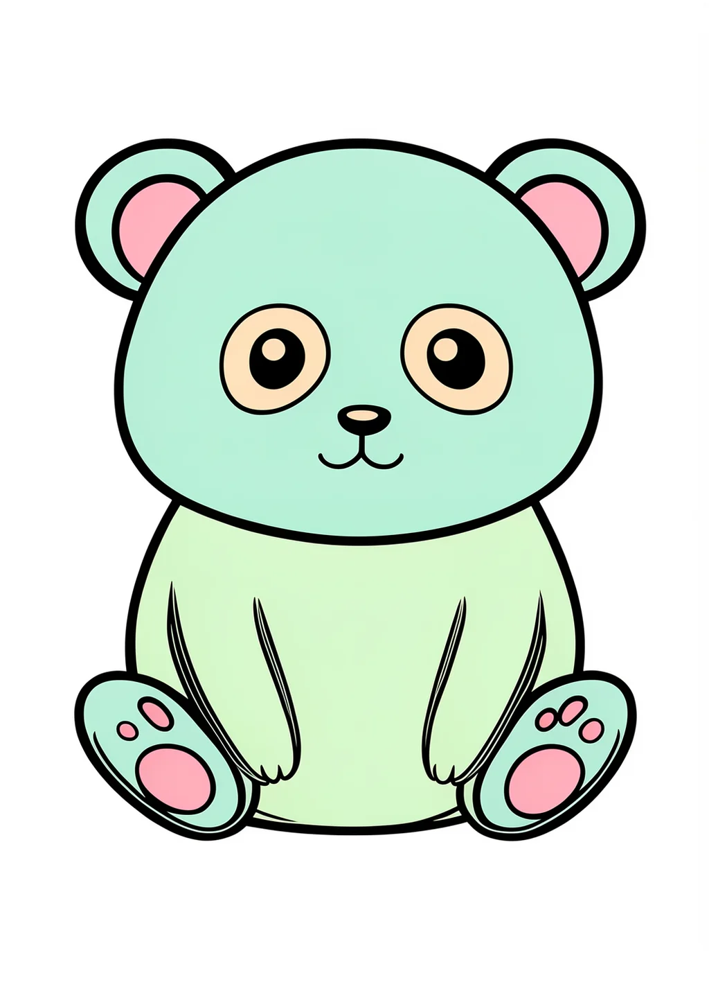 Kawaii Panda Ausmalbild – farbiges Beispiel