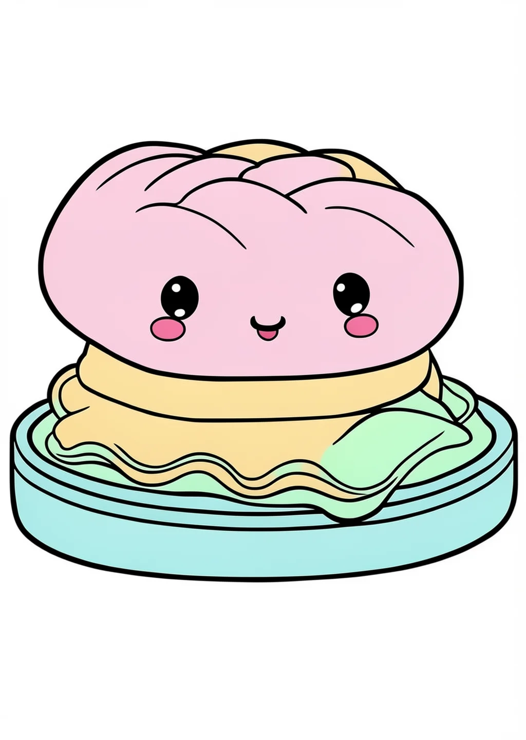 Kawaii Sushi Ausmalbild – farbiges Beispiel